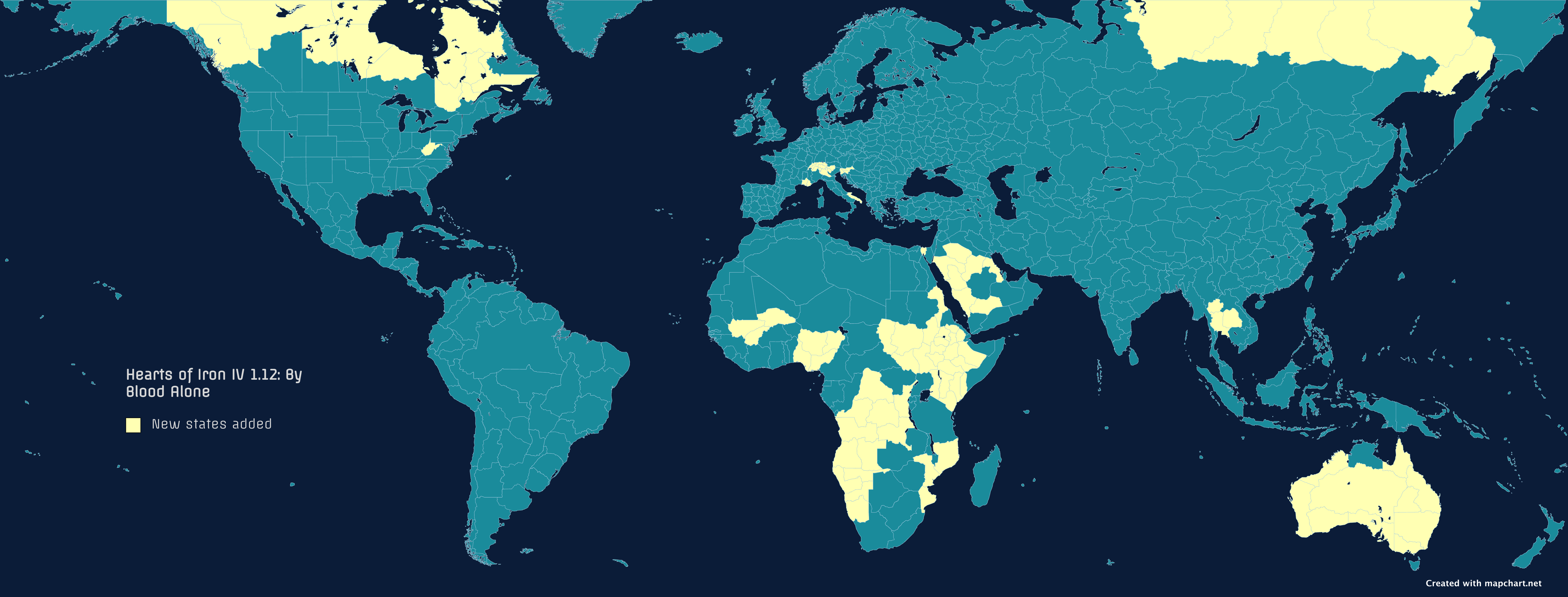 The states added or with changed borders for the updated HoI IV map