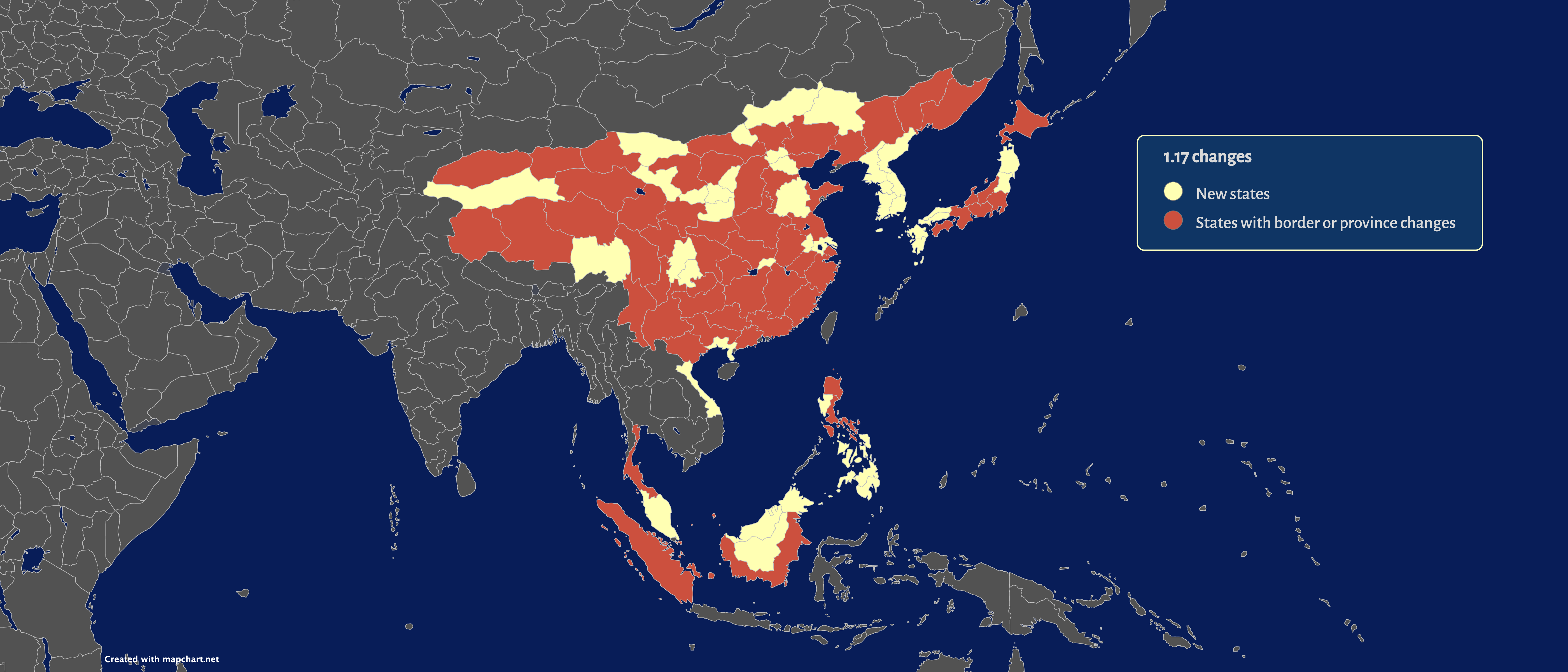 All the changes for the Hearts of Iron IV provinces map in version 1.17.