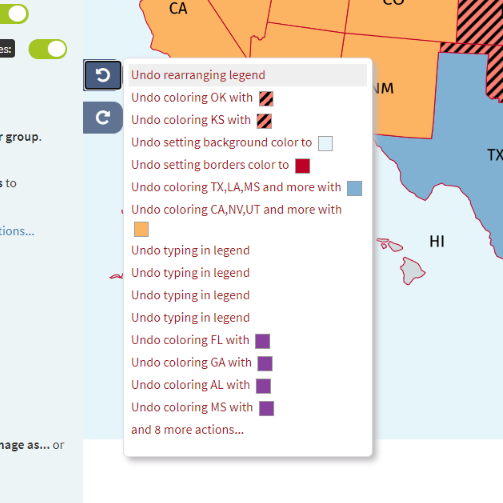 undo and redo to go back and forth in edit history